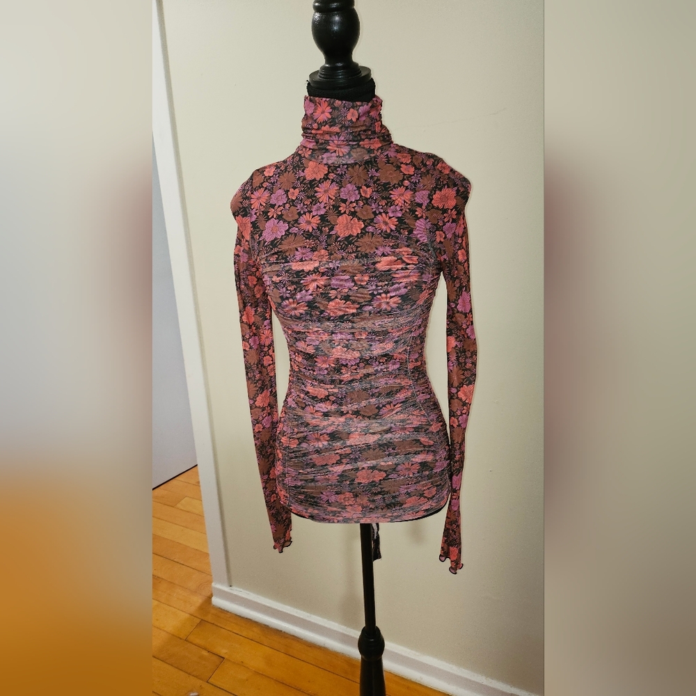 Free People Multicolor Floral Mesh Body Suit